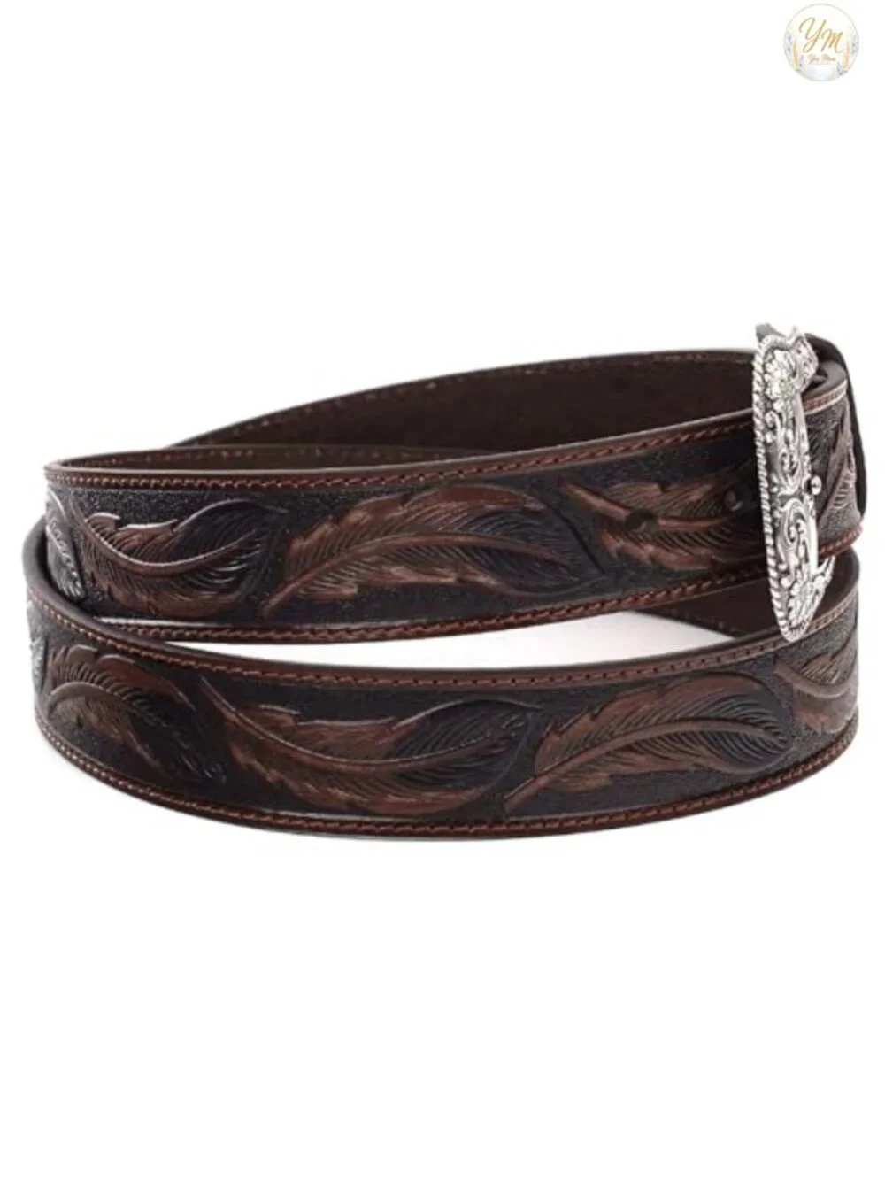 Genuine Leather Western Belt with Exchangeable Buckle